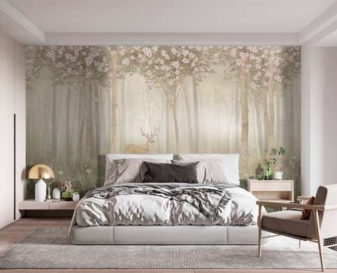 Wall Mural - Deer in a fairy forest
