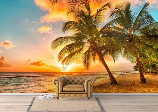 Wall Mural - Sunset over the beach