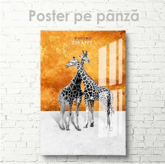 Постер, Жирафы, 30 x 45 см, Холст на подрамнике, Животные