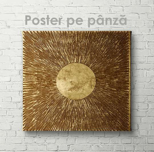 Постер - Золотое солнце, 40 x 40 см, Холст на подрамнике, Абстракция