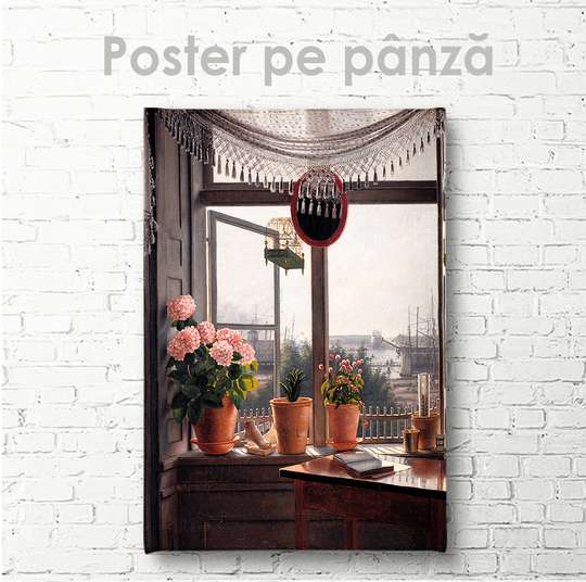 Poster - Priveliștea de pe fereastră, 30 x 45 см, Panza pe cadru, Pictura