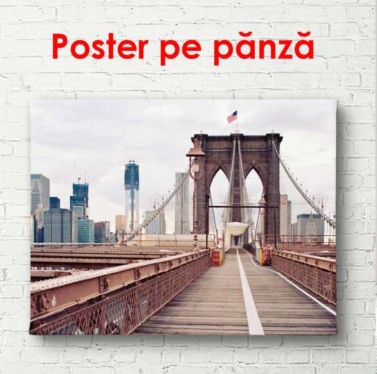 Постер - Бруклинский мост, 90 x 60 см, Постер в раме, Города и Карты