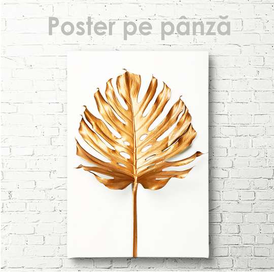 Poster - Golden Leaf, 30 x 45 см, Canvas on frame