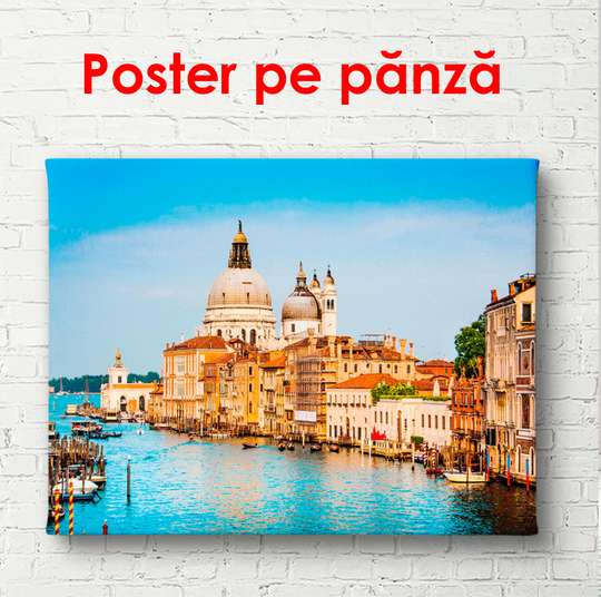 Poster - Veneția în zori cu apă albastră, 90 x 60 см, Poster înrămat