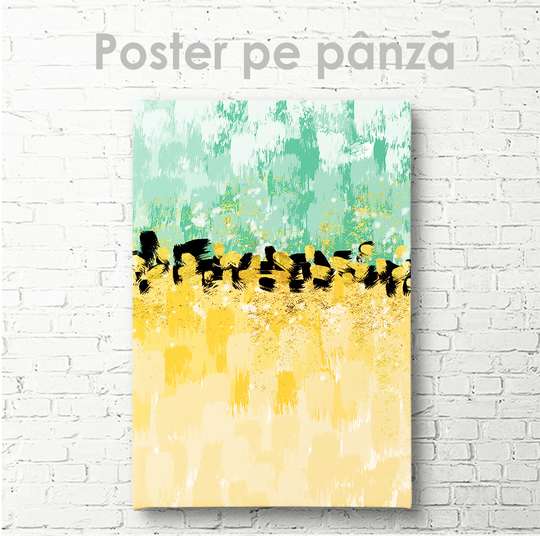 Poster - Abstracție galben-verzuie, 60 x 90 см, Poster înrămat, Abstracție