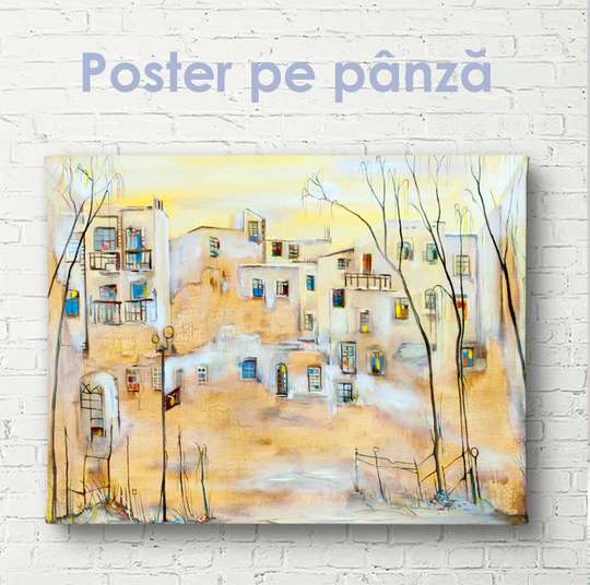Poster - Painting of the city in colors, 45 x 30 см, Canvas on frame