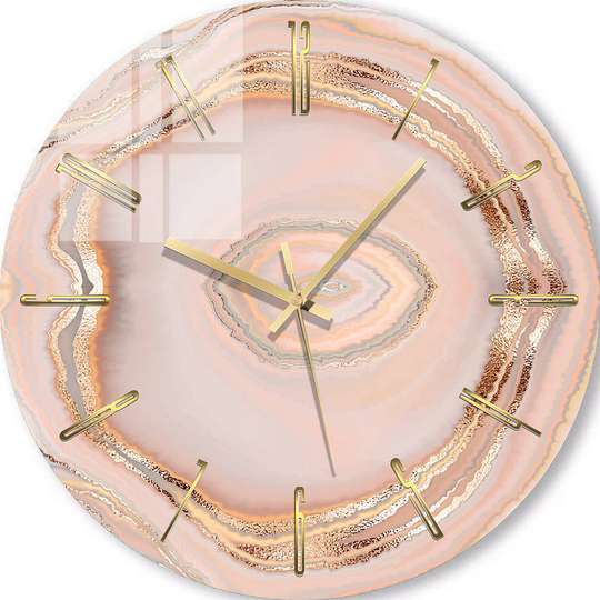 Ceas din sticlă - Marmură roz pal, 30cm