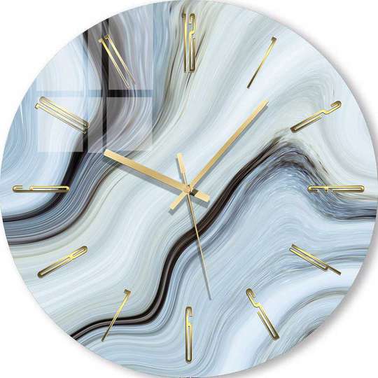 Glass clock - Blue marble, 40cm