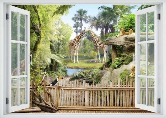 Wall Sticker - 3D window with a view of the nature reserve, Window imitation