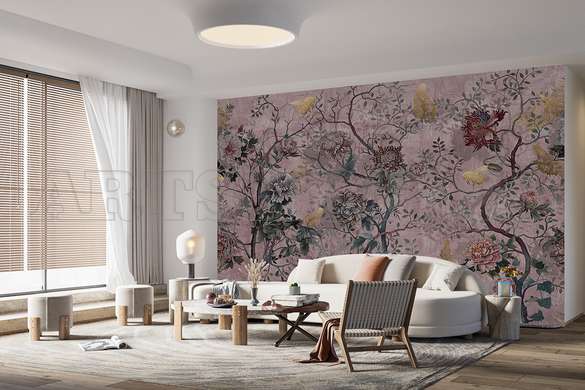 Wall mural - Flowers on pink background