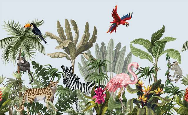 Fototapet - Animale în junglă, imprimare fără sudură