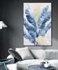 Poster - Blue tropical leaves, 60 x 90 см, Framed poster on glass, Botanical