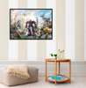 Poster - Transformer in the city of skyscrapers, 90 x 60 см, Framed poster, For Kids
