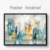 Poster - Abstract spots of blue and gold shades, 45 x 30 см, Canvas on frame, Abstract