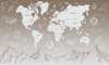 Wall mural - World map with mountains and stars in pale beige color