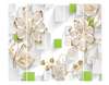 Ширма - Белые цветы и золотые узоры на абстрактном фоне, 7