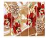 Screen - Red flowers on a beige background., 7