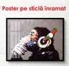 Poster - Monkey with headphones, 90 x 60 см, Framed poster, Different