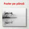 Poster - Misty Island, 90 x 60 см, Framed poster on glass, Black & White