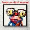 Poster - Colorful frog with glasses, 100 x 100 см, Framed poster, Different