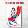 Poster - Fată vorbăreață, 60 x 90 см, Poster inramat pe sticla, Minimalism