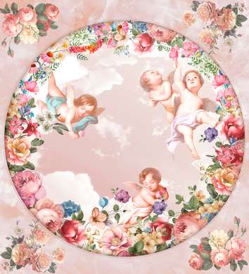 Wall Mural - Lovely angels on a pink background