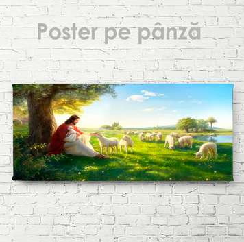 Poster - Creația lui Adam, 60 x 30 см, Panza pe cadru, Religie