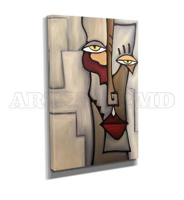 Poster - The abstract face in brown colors, 60 x 90 см, Framed poster on glass, Picturi