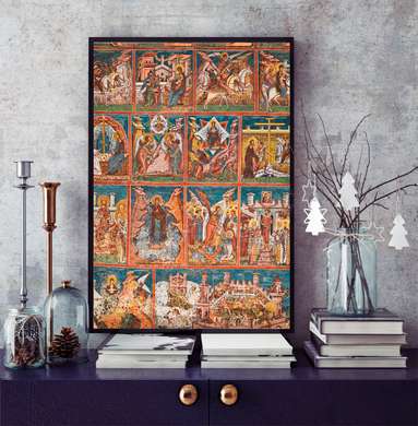 Poster - Isus cu ucenicii săi, 150 x 50 см, Poster inramat pe sticla