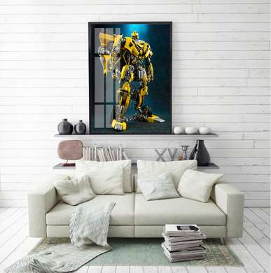 Постер - Робот Трансформер- Бамблби, 60 x 90 см, Постер на Стекле в раме