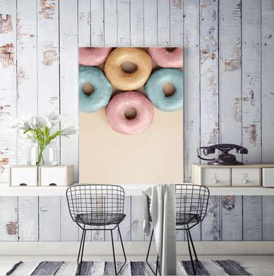 Poster - Sweet donuts, 60 x 90 см, Framed poster on glass, Food and Drinks