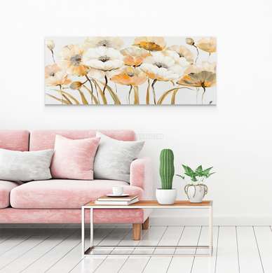 Poster - Bouquet of beige flowers, 40 x 40 см, Canvas on frame, Flowers