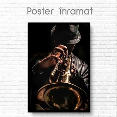 Poster - Saxofonist, 60 x 90 см, Poster inramat pe sticla