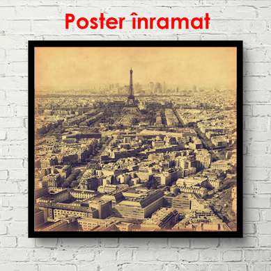 Poster - Black and white London bridge, 100 x 100 см, Framed poster, Vintage
