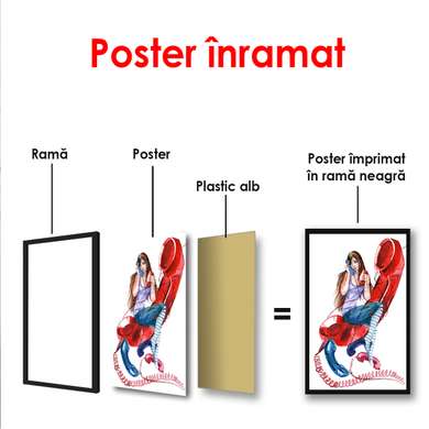 Постер - Разговорчивая девушка, 60 x 90 см, Постер в раме, Минимализм