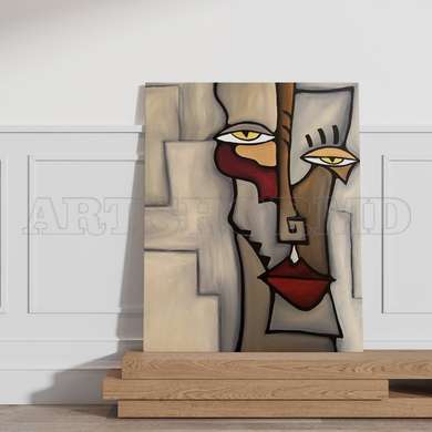 Poster - The abstract face in brown colors, 30 x 45 см, Canvas on frame, Picturi