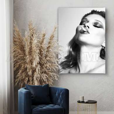 Poster - Portretul lui Kate Moss cu o țigară, 60 x 90 см, Poster înrămat, Persoane Celebre