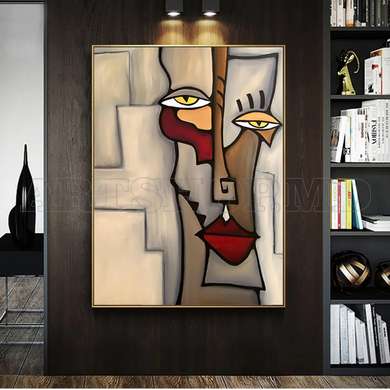 Poster - The abstract face in brown colors, 30 x 45 см, Canvas on frame, Picturi