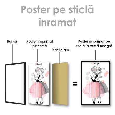 Постер - Девочки балерины, 60 x 90 см, Постер на Стекле в раме, Для Детей