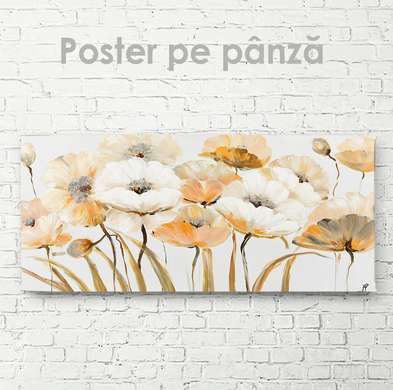 Poster - Crini galbeni, 40 x 40 см, Panza pe cadru, Flori