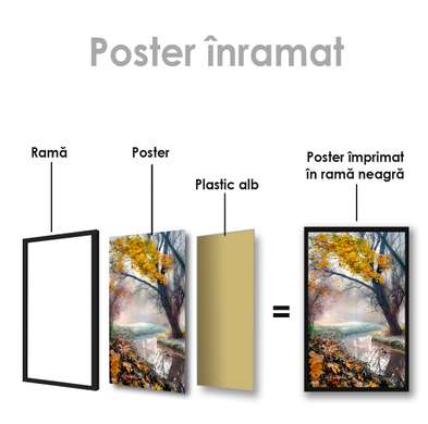 Poster - River in the forest, 60 x 90 см, Framed poster on glass