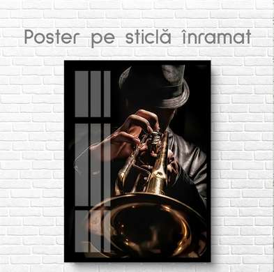 Poster - Saxophonist, 60 x 90 см, Framed poster on glass