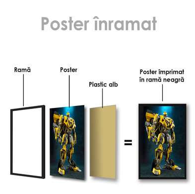 Poster - Robot Transformer - Bumblebee, 60 x 90 см, Poster inramat pe sticla