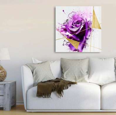 Poster - Purple rose, 100 x 100 см, Framed poster on glass, Flowers