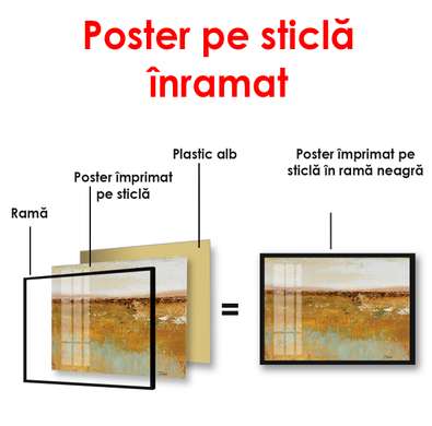 Poster - Textură de lemn vintage albastru și galben, 90 x 60 см, Poster înrămat, Abstracție