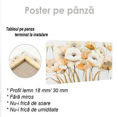 Poster - Crini galbeni, 40 x 40 см, Panza pe cadru, Flori