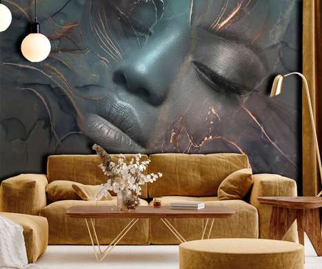 Wall Mural - Girl's face with marble style abstraction