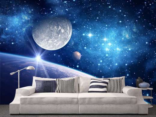 Wall Mural - Planet Earth on a blue background