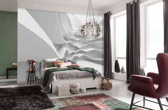 3D Wallpaper - Abstract gypsum wall made of lines