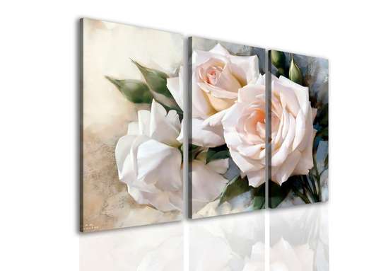 Tablou Pe Panza Multicanvas, Un buchet de trandafiri albi., 70 x 50